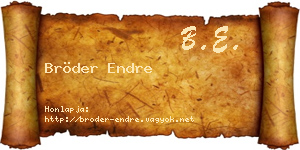 Bröder Endre névjegykártya